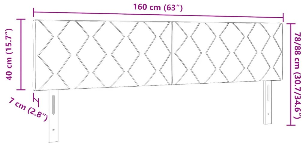 LED Fejtámla Gyémánt Blokkok Tervezése Sötét Barna 160 cm Szövet