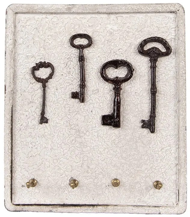 Antikolt Kulcstartó fogas fa fém 4 akasztóval