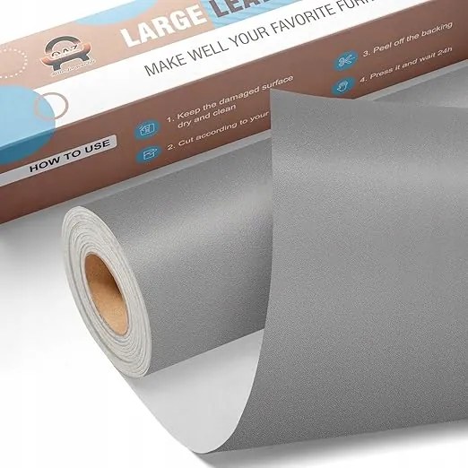 60×300cm-es öntapadós bőr ülőgarnitúra világos szürke sima