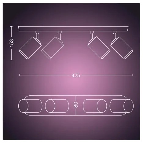 Philips Hue FUGATO 4xGU10 LED RGBW dimm. spotlámpa, 4,2W, 230V, fekete