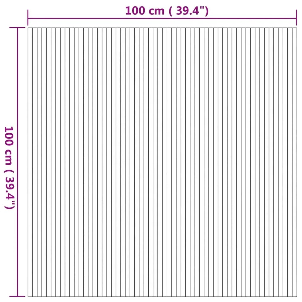 négyszögletű természetes bambusz szőnyeg 100 x 100 cm