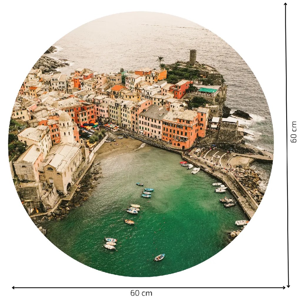 PIPPER. Textil kör alakú falmatrica "Cinque Terre – Olaszország" Méret: 60cm