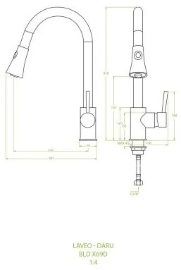 Laveo Daru, álló konyhai csaptelep h-410, fehér, LAV-BLD_669D