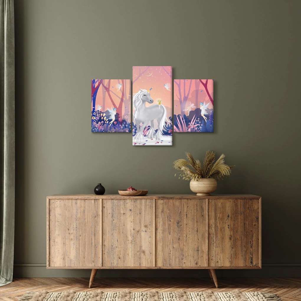 Kép - egyszarvú alatt egy varázslatos erdőben (90x60 cm)