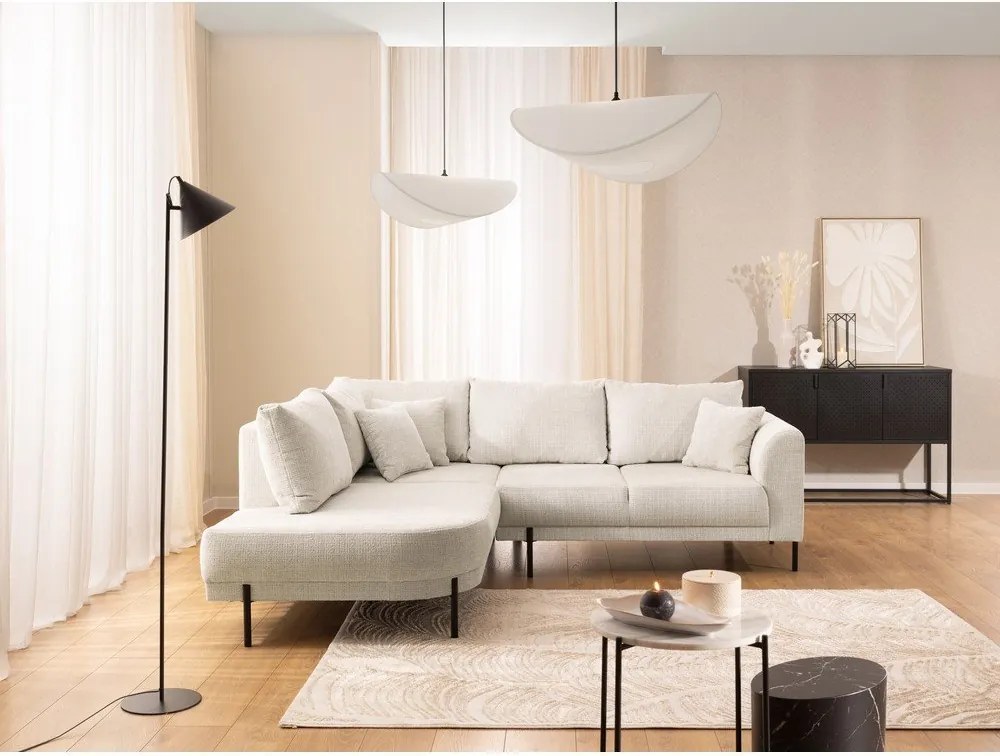 Bézs zsenília sarokkanapé (bal oldali-L alakú) Mauris – Ropez