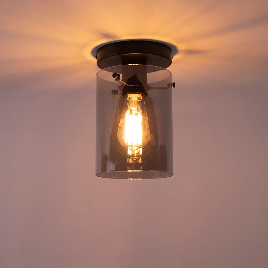 Design mennyezeti lámpa fekete füstüveggel - Dome