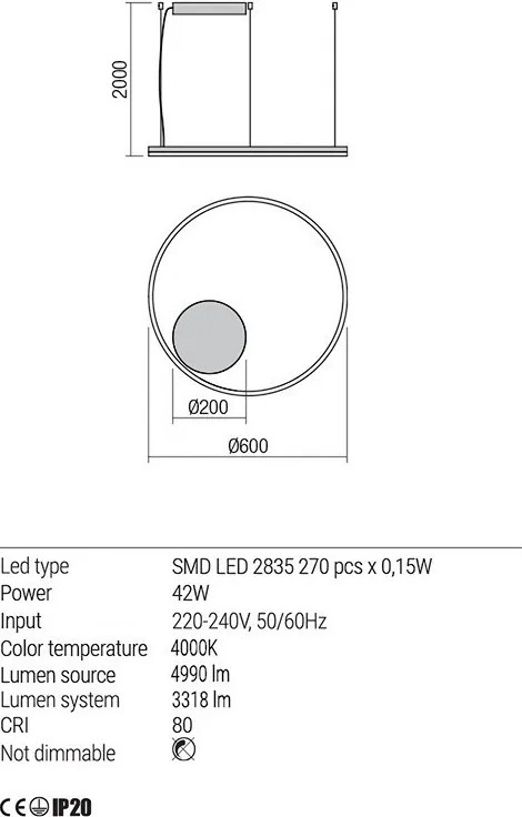 REDO 01-1912-TRIAC ORBIT Modern Led Függesztett Lámpa LED IP20