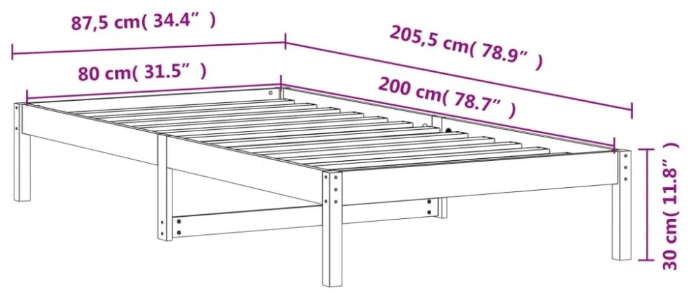 viaszbarna tömör fenyőfa kanapéágy matrac nélkül 80 x 200 cm