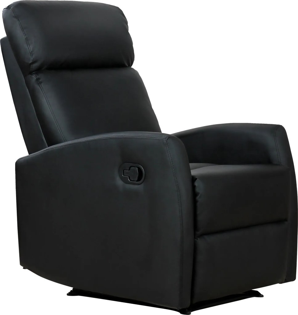 HOMCOM Dönthető Relax Fotel, Állítható és Ergonomikus, PU Bőr Kárpitozással, Párnázással, Otthonra és Irodára, 65x92x100 cm, Fekete | Aosom