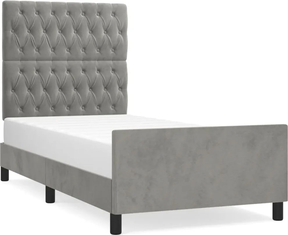 vidaXL világosszürke bársony ágykeret matrac nélkül 90x190 cm
