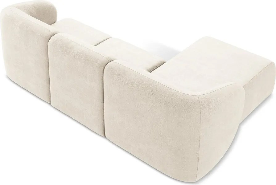 Bézs zsenília sarokkanapé (bal oldali-heverő résszel) Lani – Makamii