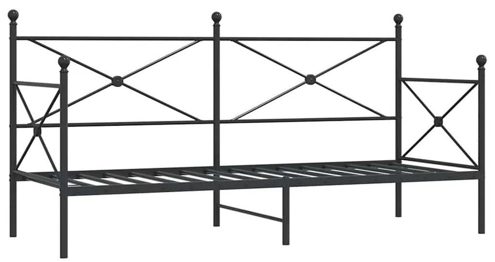 kanapéágy matrac nélkül fekete 90x200 cm acél