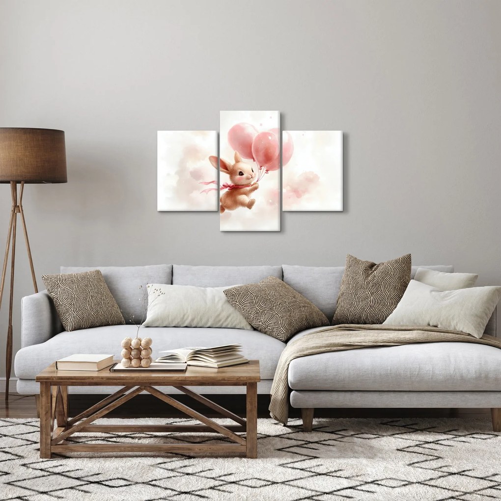 Kép - Nyuszi léggömbökkel (90x60 cm)