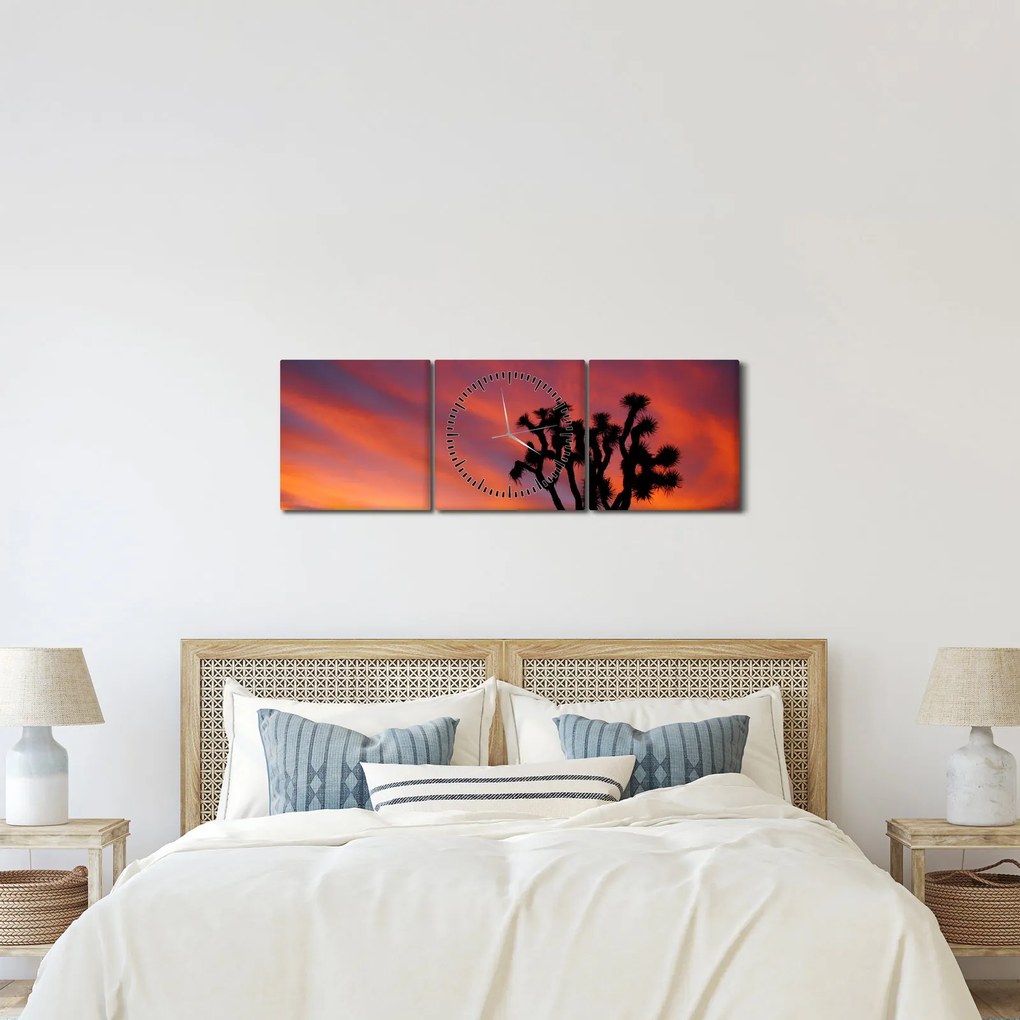 Naplemente egy fa sziluettje felett (órával) (90x30 cm)