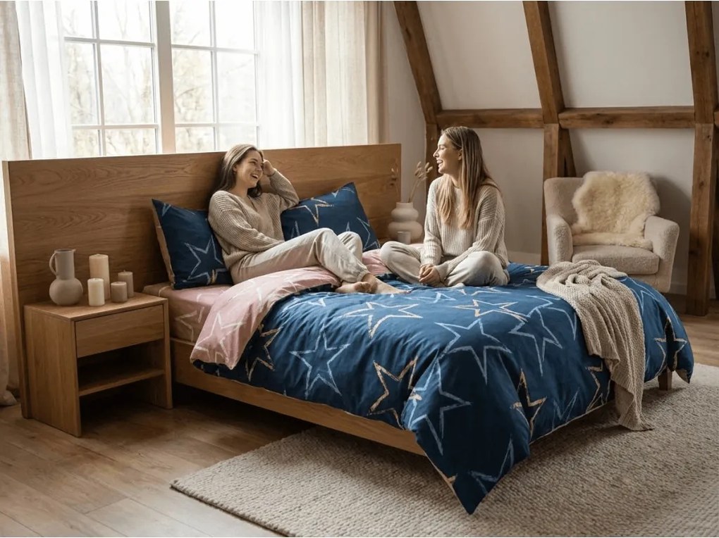 Mikroflanel ágyneműhuzat STARMISS sötétkék Ágyneműhuzat mérete: 70 x 90 cm | 140 x 200 cm