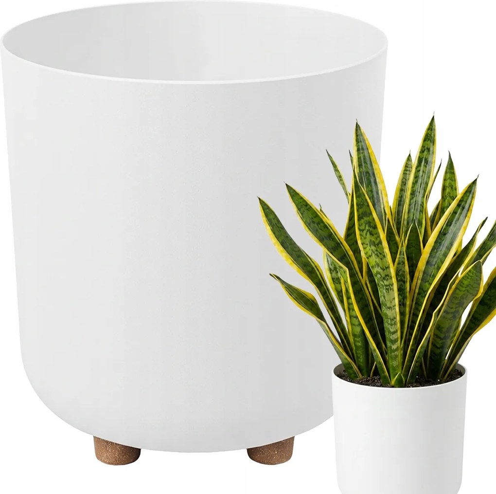 Virágtartó Álló Kerti Virágtartó Lábakkal Fehér Erkély Henger 21cm