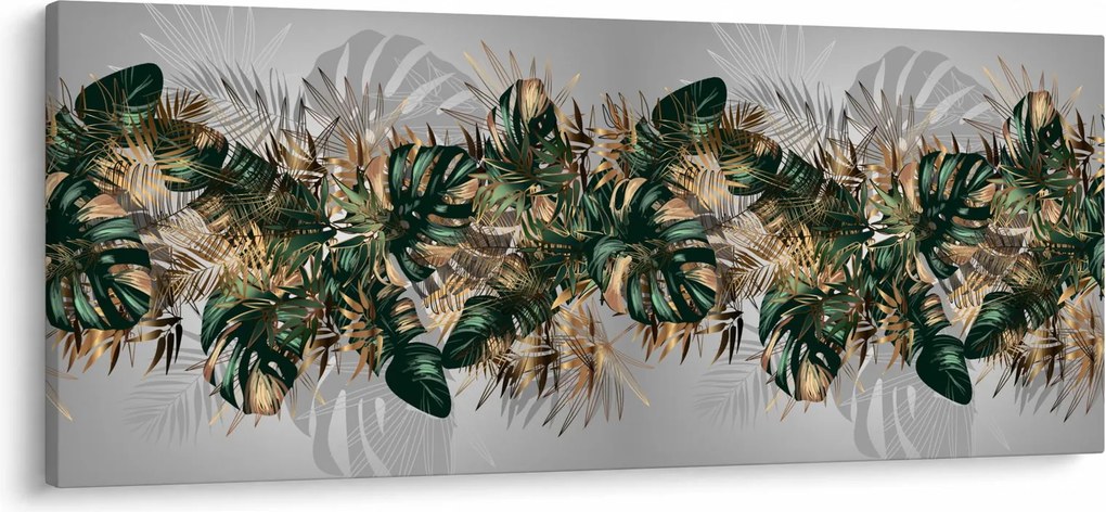 Kép - Gold-green, trópusi levelek (120x50 cm)