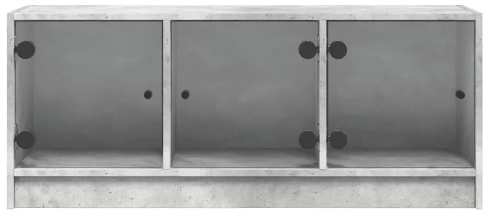 betonszürke TV-szekrény üvegajtókkal 102 x 37 x 42 cm