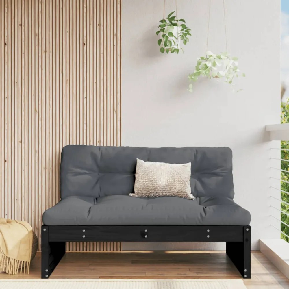 fekete tömör fenyőfa középső kanapé 120 x 80 cm