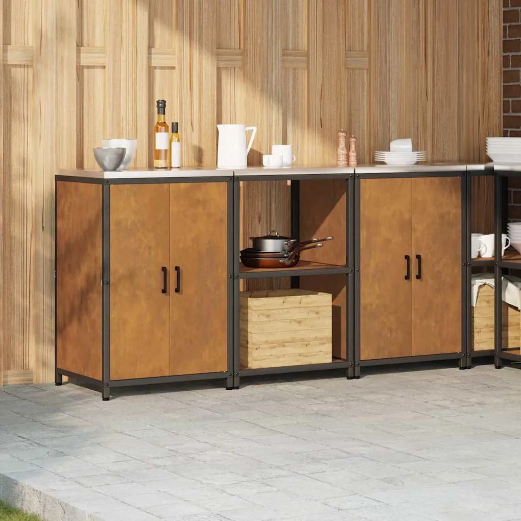Konyhai Tároló Készlet polcokkal 3 pcs Rozsdás 180 x 50 x 92 cm