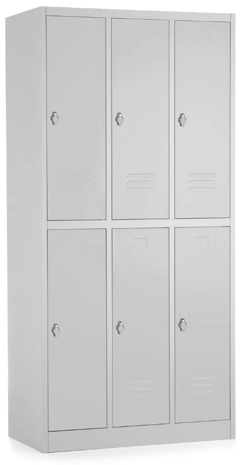Fém szekrény - 6 doboz, 90 x 45 x 185 cm, csavaros zár, szürke - ral 7035
