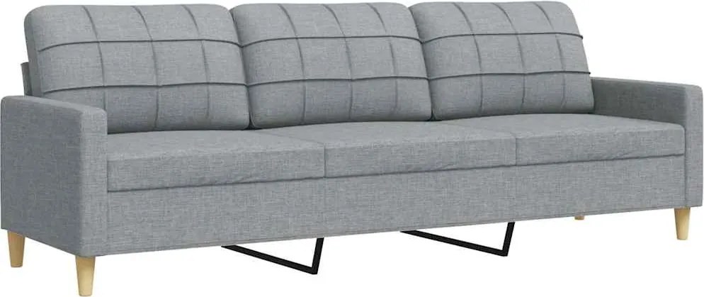 vidaXL 3 személyes világosszürke szövet kanapé 210 cm