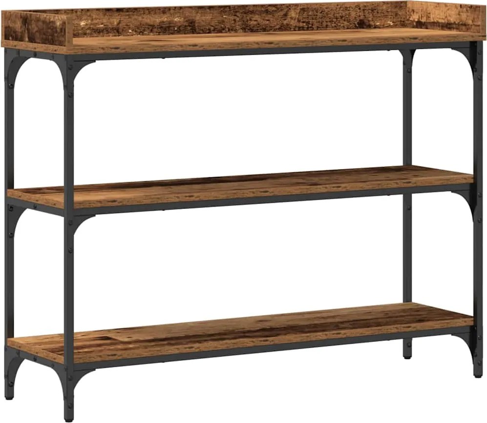 vidaXL Konzolasztal Régi fa 100 x 30 x 80 cm Műgyantás fa és fém