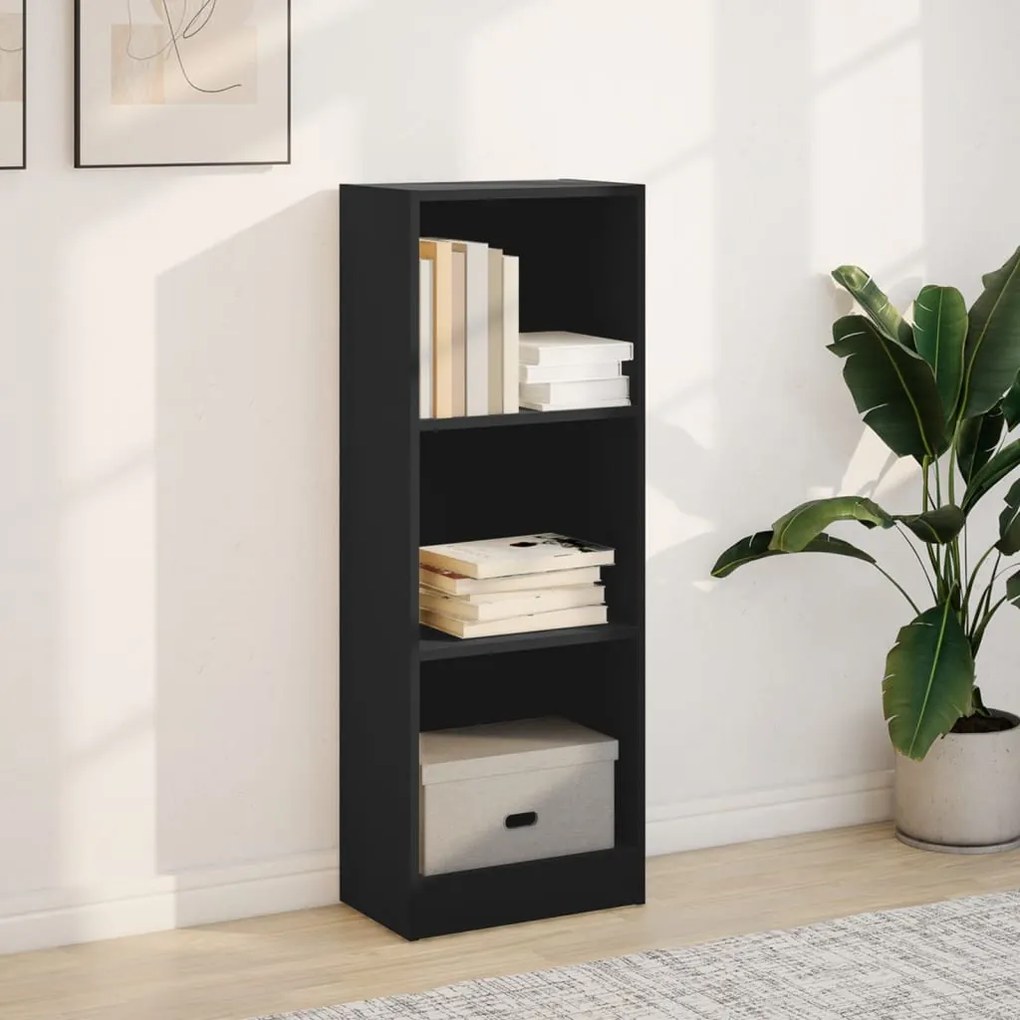 fekete szerelt fa könyvszekrény 40 x 24 x 109 cm