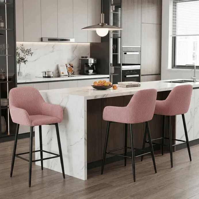 Barová židle, růžová, látka,AUB-V4009 PINK6