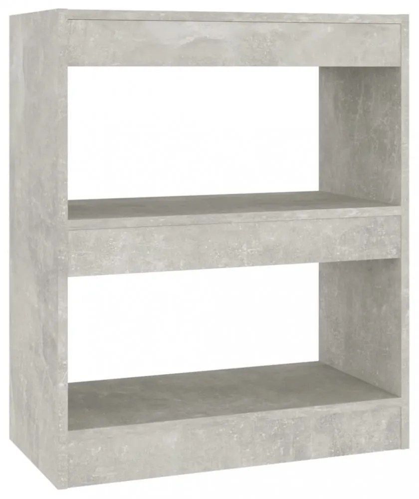 betonszürke térelválasztó könyvszekrény 60 x 30 x 72 cm