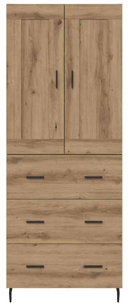 Magasfiú fiókkal 2 pcs Artisan tölgy Műanyag Fa és Üveg