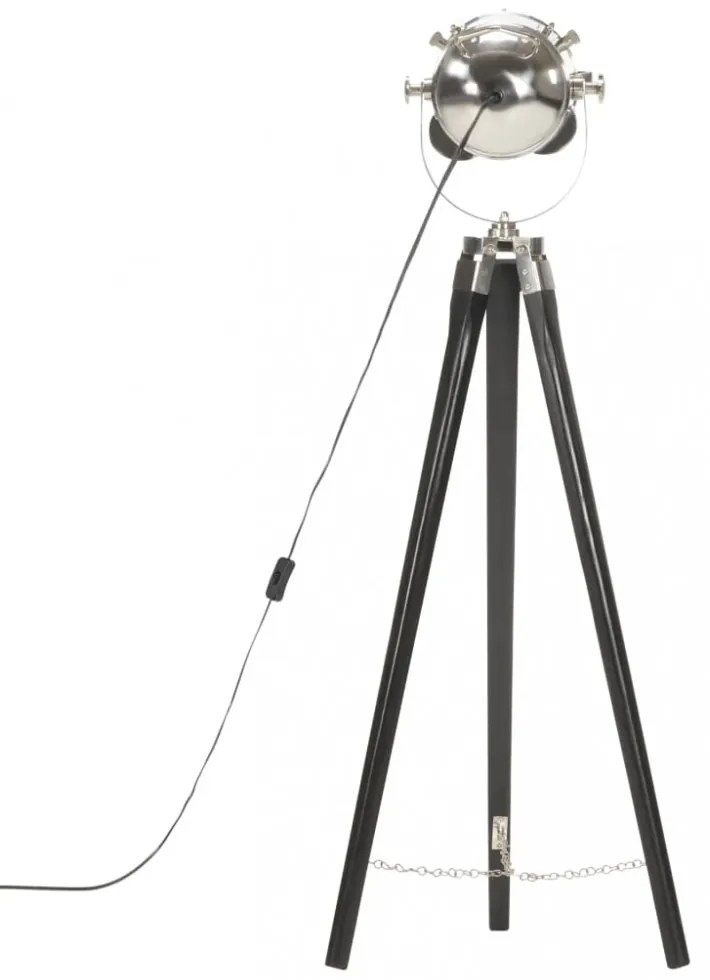 fekete háromlábú tömör mangófa állólámpa 97 cm