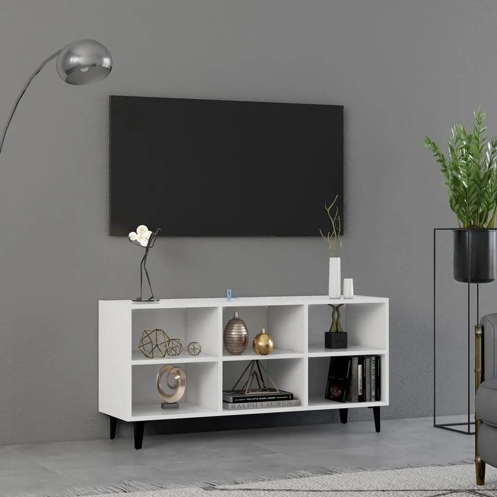 fehér TV-szekrény fémlábakkal 103,5 x 30 x 50 cm
