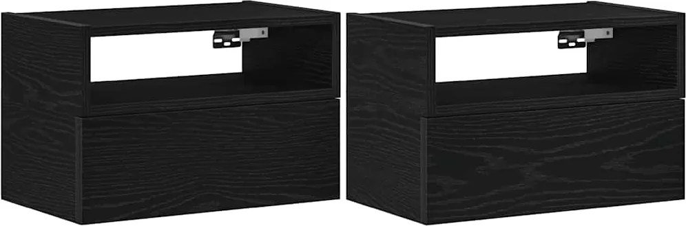 vidaXL 2 db fekete falra szerelhető éjjeliszekrény 45 x 26 x 28,5 cm