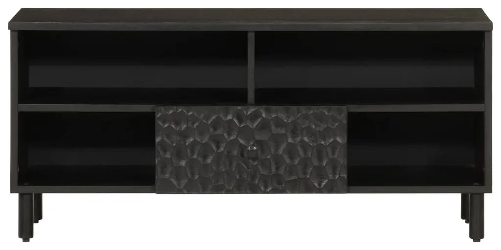 fekete tömör mangófa TV-szekrény 100 x 33 x 46 cm