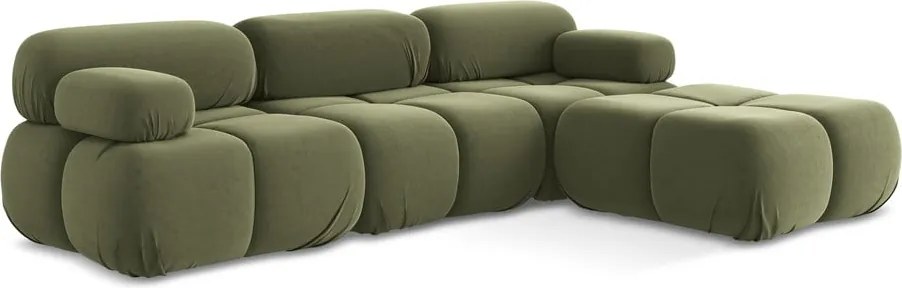 Világoszöld bársony moduláris sarokkanapé Lokua – Makamii