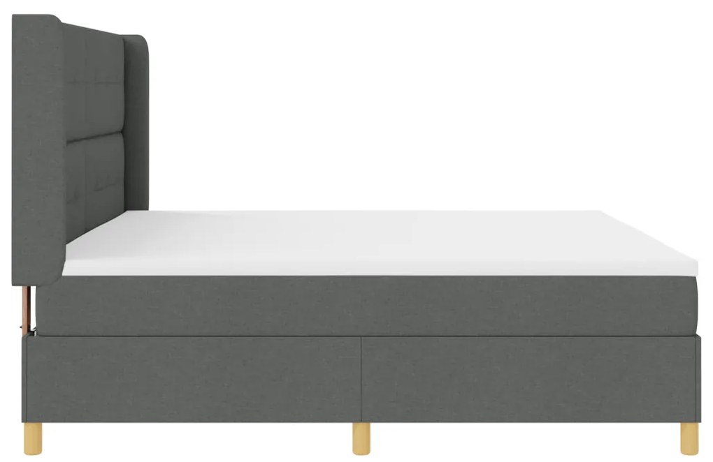Boxspring Ágy Mattal és LED Fényekkel Sötétszürke 200x200 cm Szövet