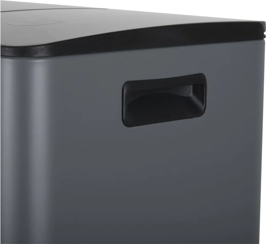 Sötétszürke acél szelektív pedálos szemetes 2x20 l Aliya – Spirella