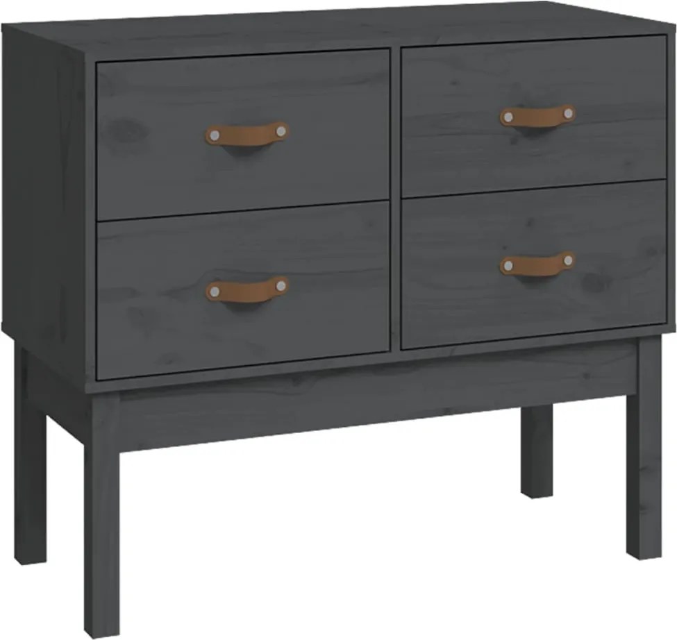 vidaXL szürke tömör fenyőfa tálalószekrény 90x40x78 cm