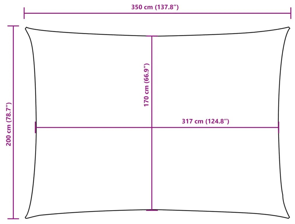 fehér téglalap alakú oxford-szövet napvitorla 2 x 3,5 m