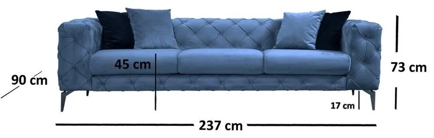 3 személyes kanapé Como - Kék