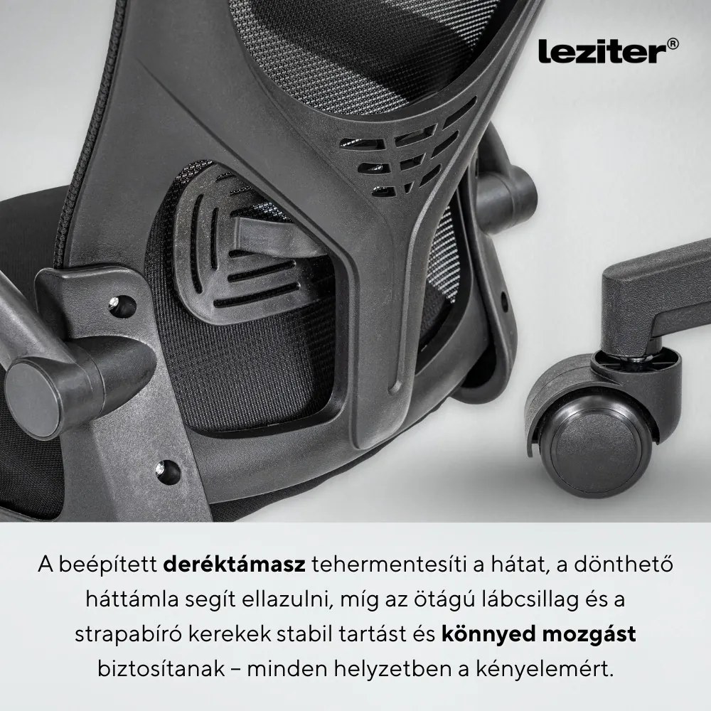 Flexo ergonomikus irodai forgószék deréktámasszal fekete