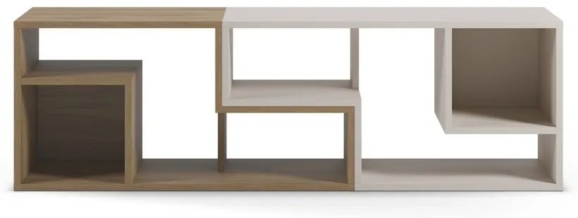 Fehér-natúr színű sarok TV-állvány tölgyfa dekorral 145x45x35 cm Glina – Marckeric