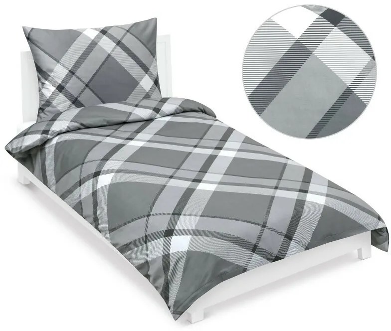 Bellatex Satin lepedő Káro szürke , 140 x 200 cm,70 x 90 cm, 140 x 200 cm, 70 x 90 cm