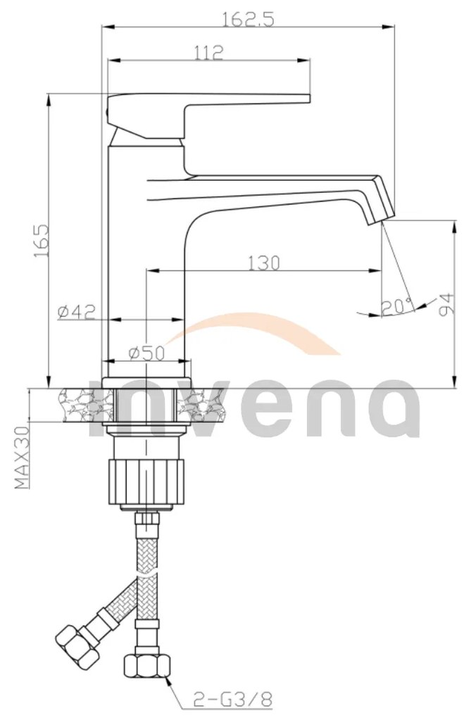 Invena Fira, szabadon álló mosdócsaptelep, fekete matt, INV-BU-71-004-V