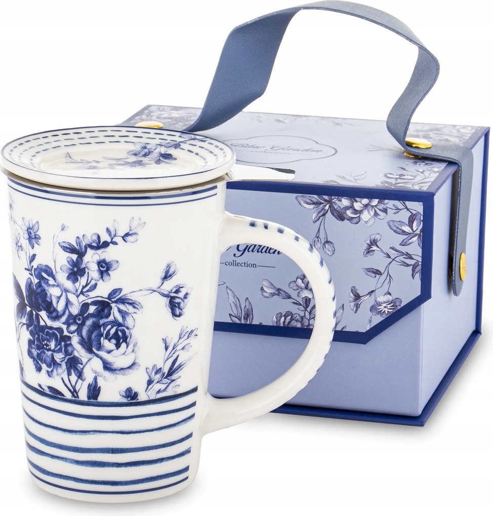 Porcelán teásbögre fedél szűrő virágokkal Blue Garden stílusban