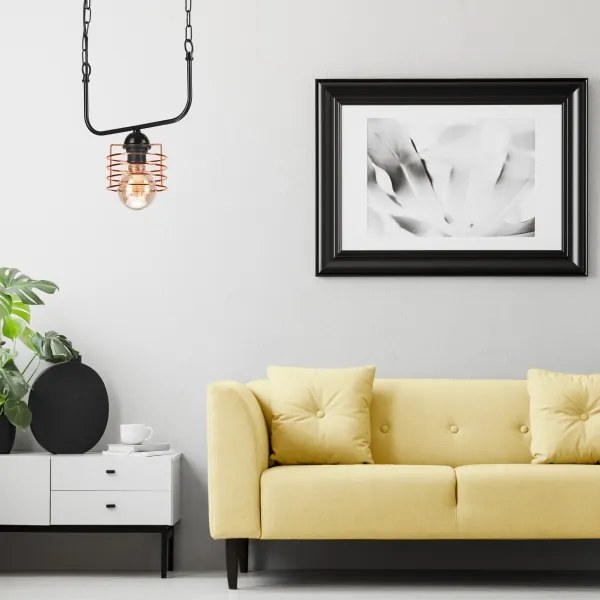 Csillár láncon MORGAN 1xE27/60W/230V fekete/réz