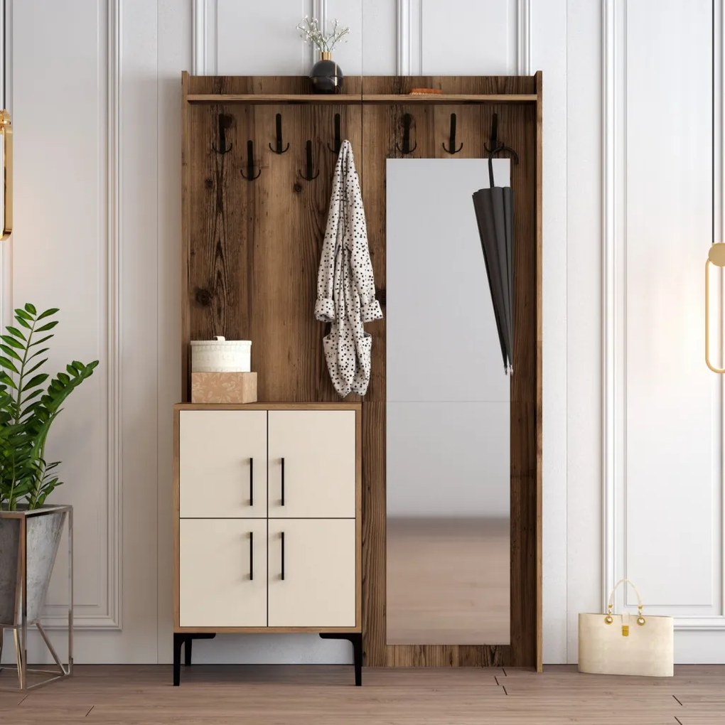 Berlin előszobafal, dió-krém, 120 cm – TR845HCT4211