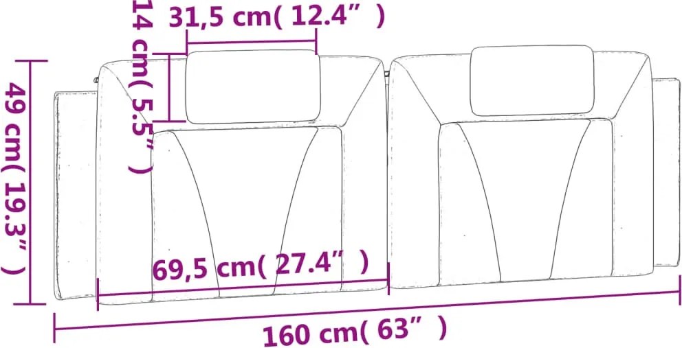 barna műbőr fejtámla párna Viana 160 cm