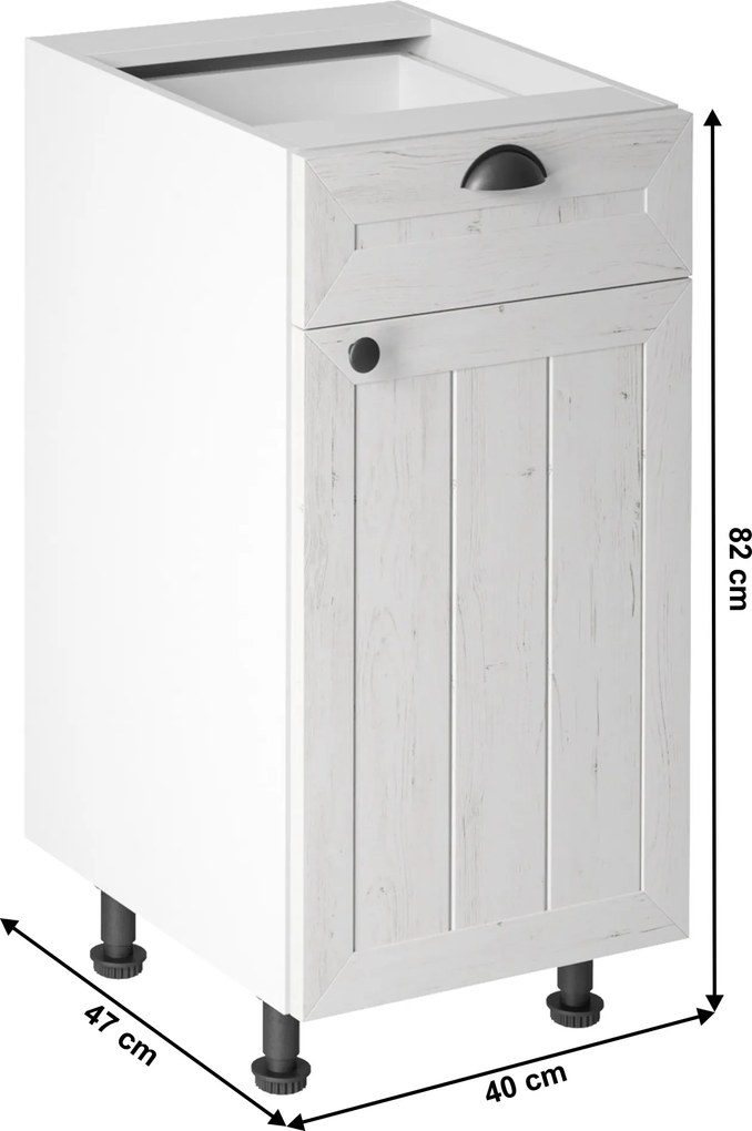 alsószekrény fiókkal D40S1, fehér/sosna andersen, PROVANCE
